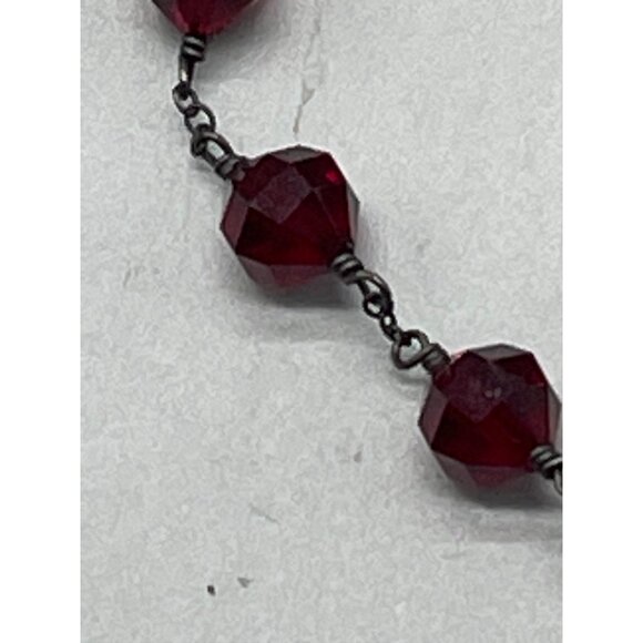 Costume Jewelry Pin brooch red stones bracelet set in metal 1 1/2" long READ - Picture 3 of 7